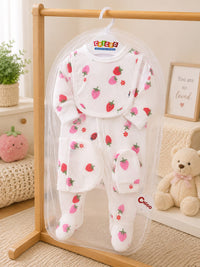6-Piece Newborn Baby Starter Set | White Ribbed Strawberry Print