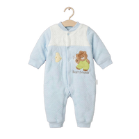 Baby Quilted Romper - Blue Best Friends Bear - 0-3 Months