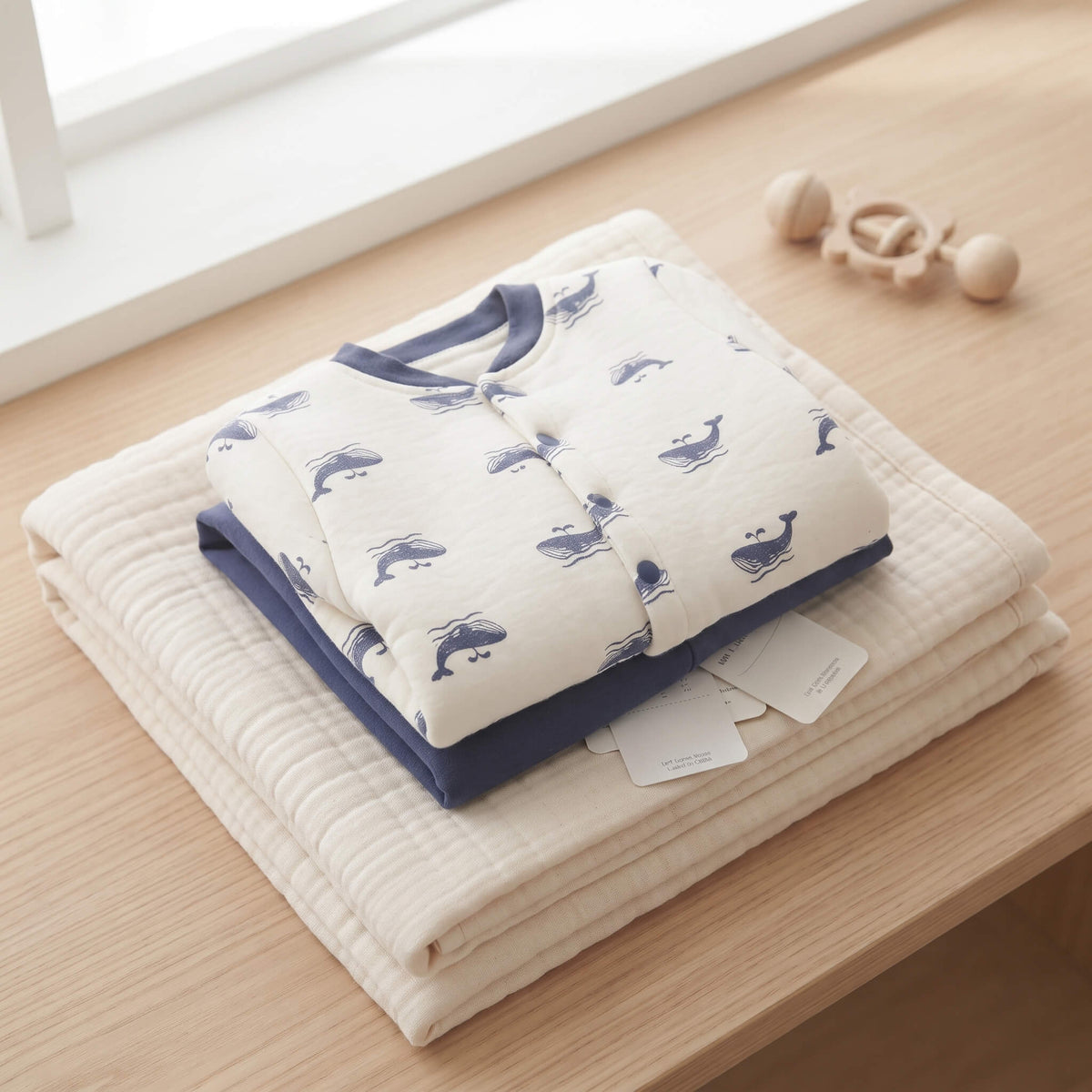 Baby Padded Jacket & Pants Set - Navy Whale Print