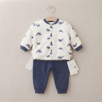 Baby Padded Jacket & Pants Set - Navy Whale Print