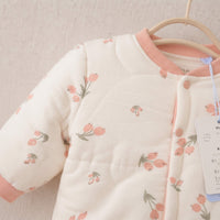 Baby Quilted Jacket & Pants Set - Peach Cherry Print