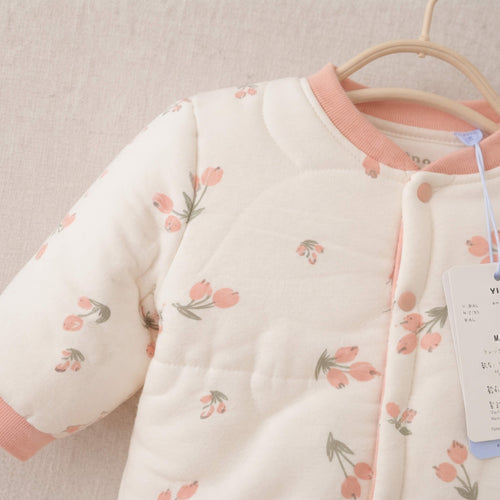 Baby Quilted Jacket & Pants Set - Peach Cherry Print