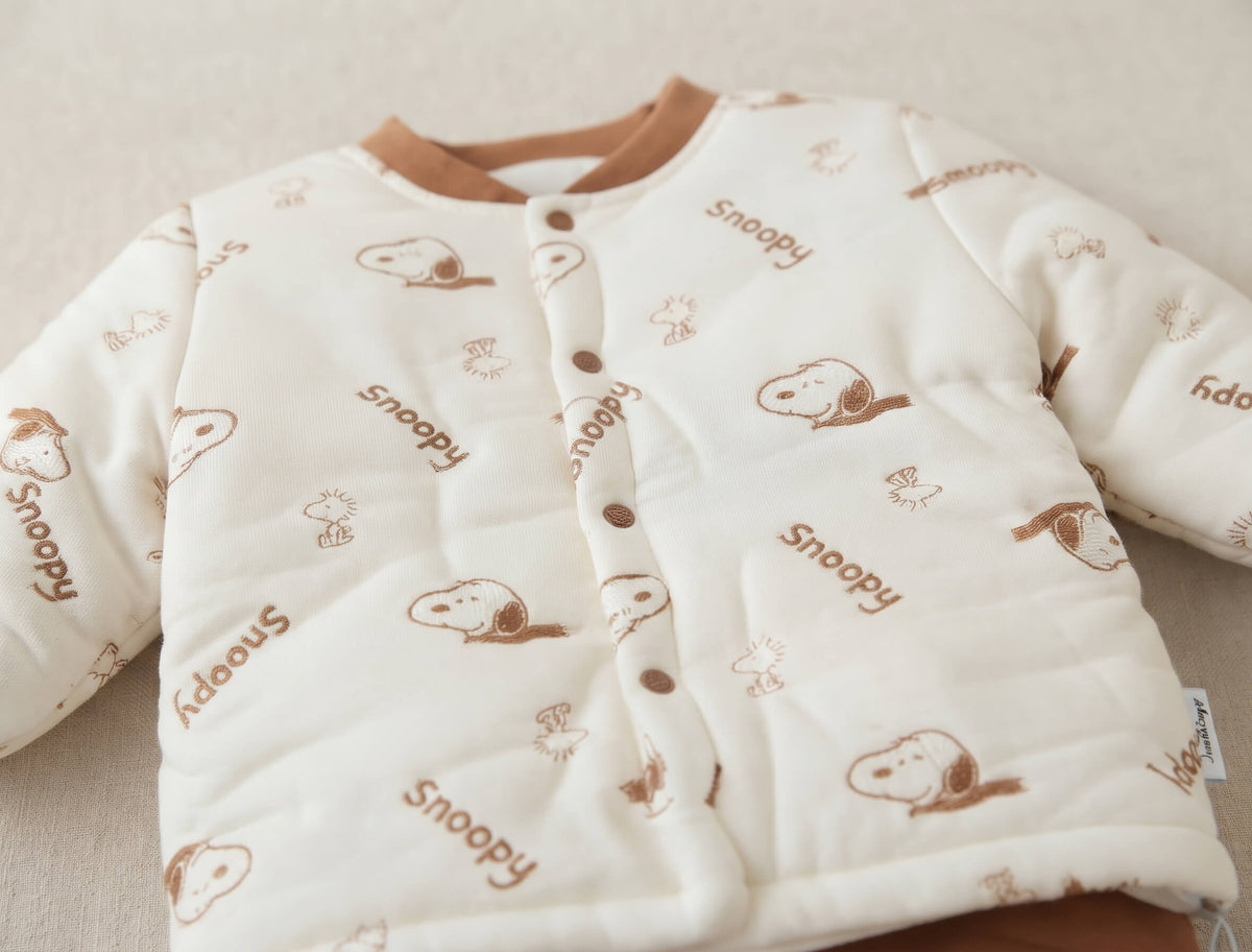 Baby Quilted Jacket & Pants Set - Brown Puppy Print